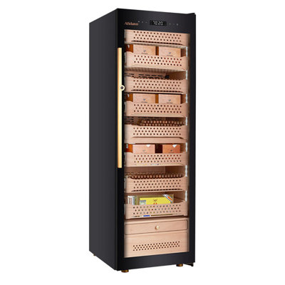 Humidificateur électrique à cigares Afidano 2500, contrôle de la température et de l'humidité et tiroirs en cèdre espagnol