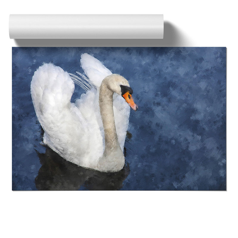 White Swan Painting - Frameless Print, 30cm H x 42cm W x 0.1cm D