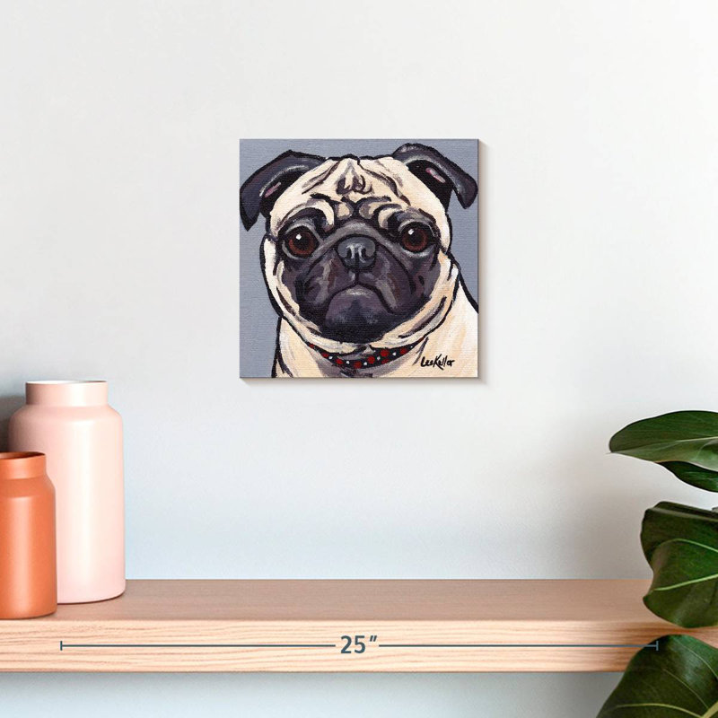 Brampt Pug On Gray, 10" H x 10" W