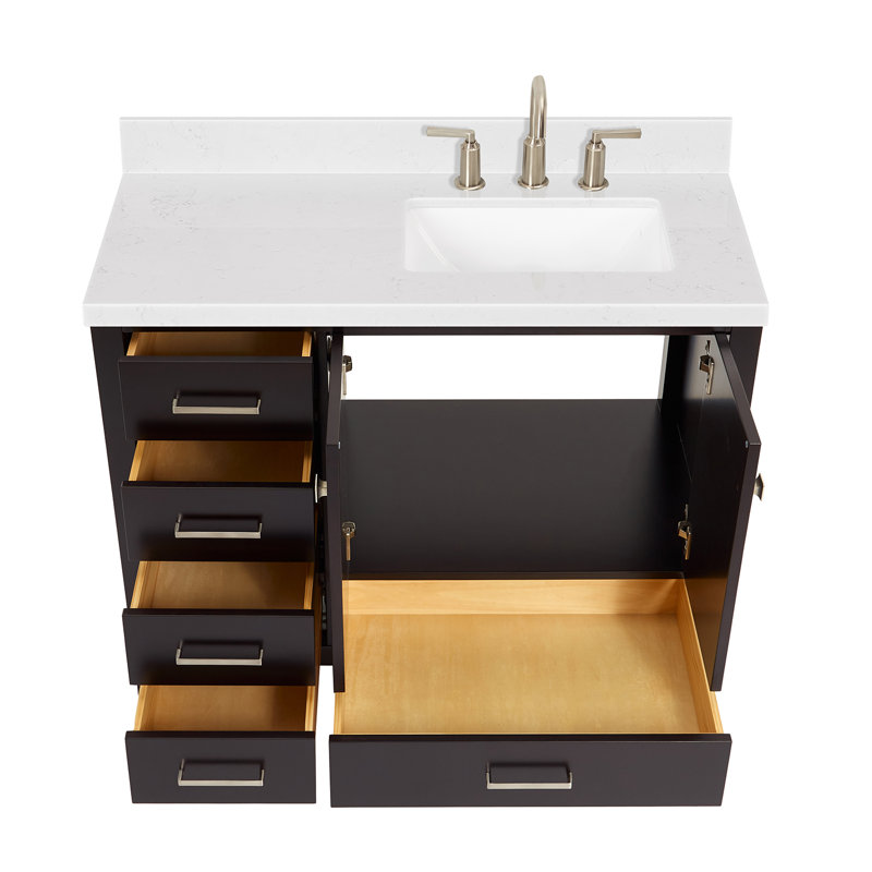  Meuble-lavabo simple 42,25 po avec plateau, Right, Rectangular, Espresso