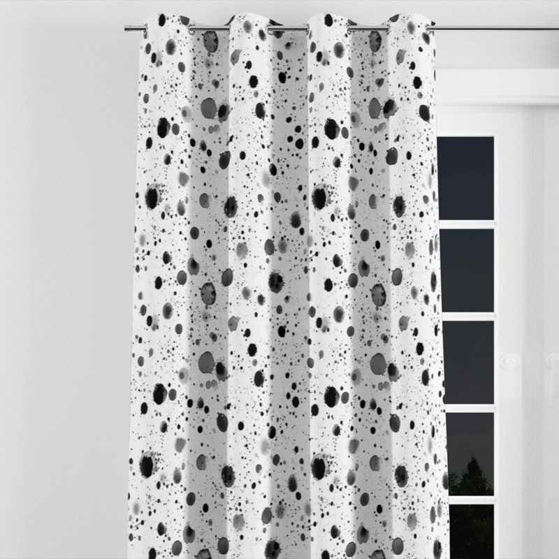 Panneaux de rideaux Modern - Rideau à œillets abstrait noir et blanc - 1 panneau, L 52 po x L 63 po, Œillets argentés