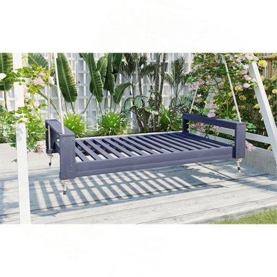 Ensemble de balançoires pour lit simple de véranda, structure de patio en bois d'acacia avec cordes en chanvre pour le jardin, la cour,