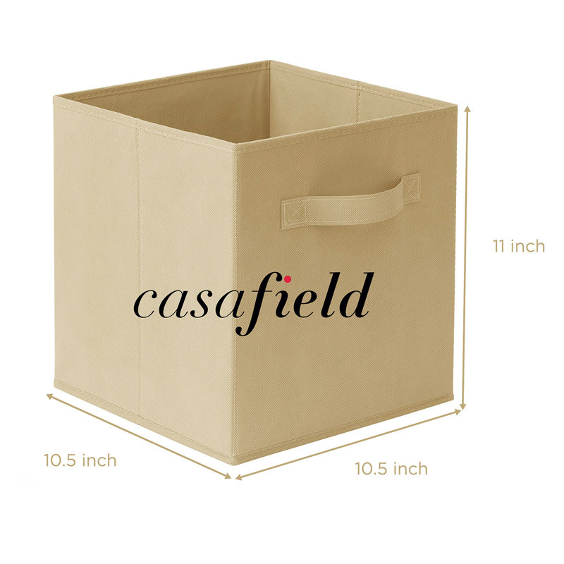 10.5" L x 10.5" W x 11" H Collapsible Fabric Cube Storage Bins, Sand
