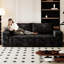 Velours côtelé 63 po 63 po, confortable, sans assemblage, noir, avec éponge haute densité, conception moderne pour la maison et la conférence
