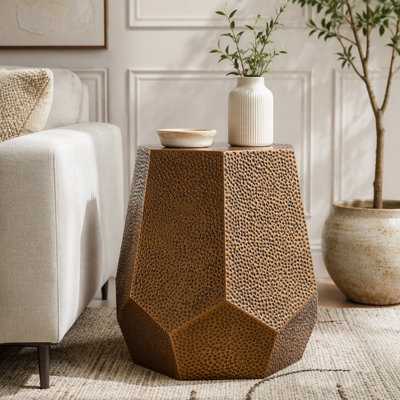 Table d'appoint géométrique moderne en fer martelé