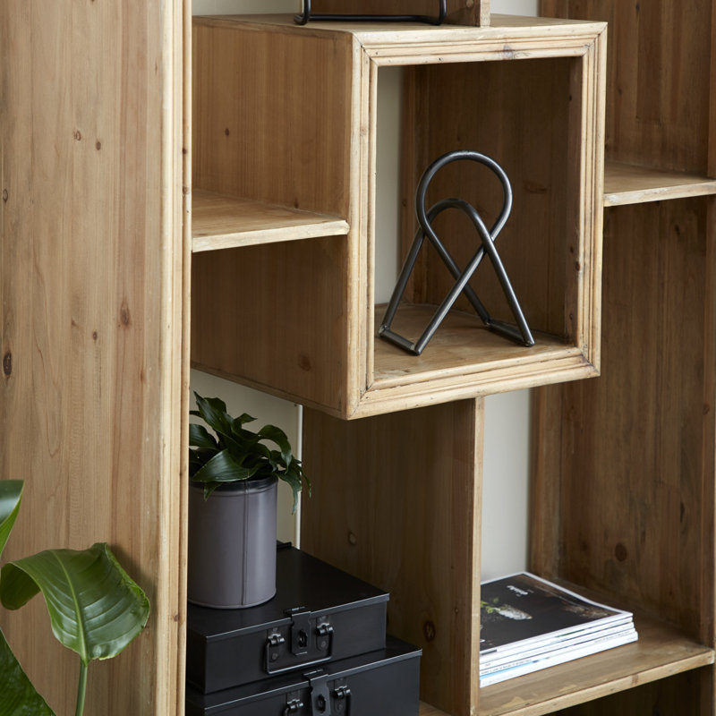 Étagère de rangement en bois à 5 tablettes géométriques brunes