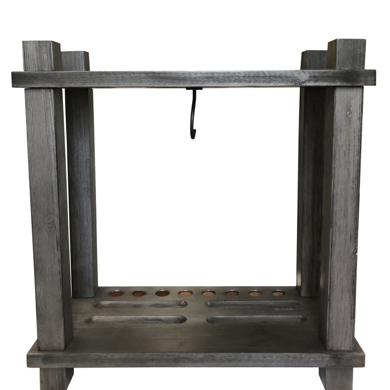 Hardwood 8-cue Billiard Floor Rack, Weathered Raven