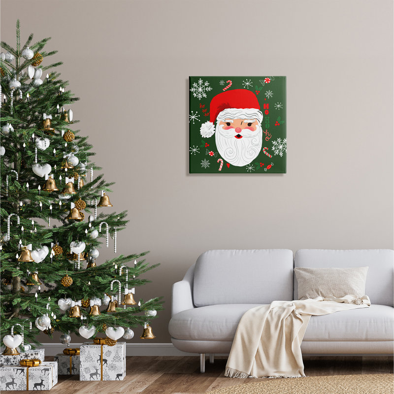 «Jolly Santa On Green» par Sharon Lee, H 24 po x l 24 po x P 1,5 po