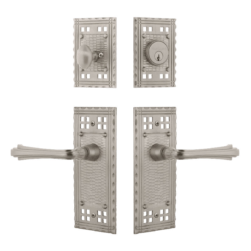 Nostalgic Warehouse Craftsman Entry Set with Fleur Lever, Satin Nickel, 2.375