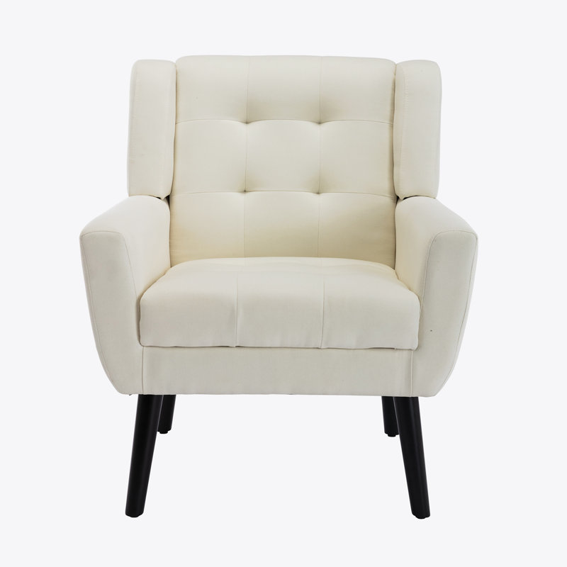 Accent Chair Living Room Chair Bedroom Chair Home Chair With Black Legs For Indoor Home, Beige Linen Blend