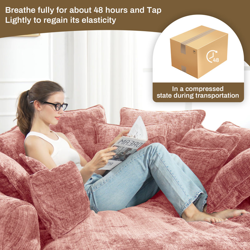 Oversized Round Bean Bag Sofa with Pillows - Large