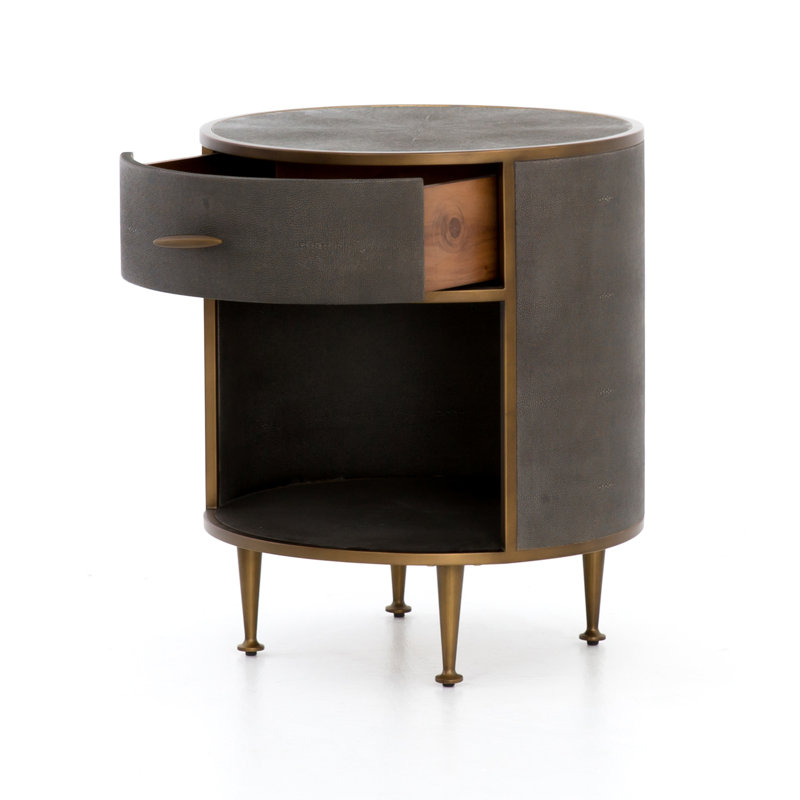 Lynnette Liddell Round Nightstand, Antique Brass