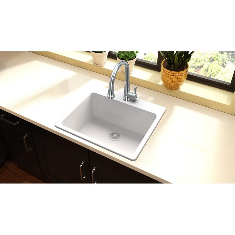 Quartz Classic 25" x 22" x 9-1/2" Drop-In Kitchen Sink, White