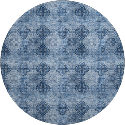 Premium Machine Washable Cerrito AMF557 Navy Rug