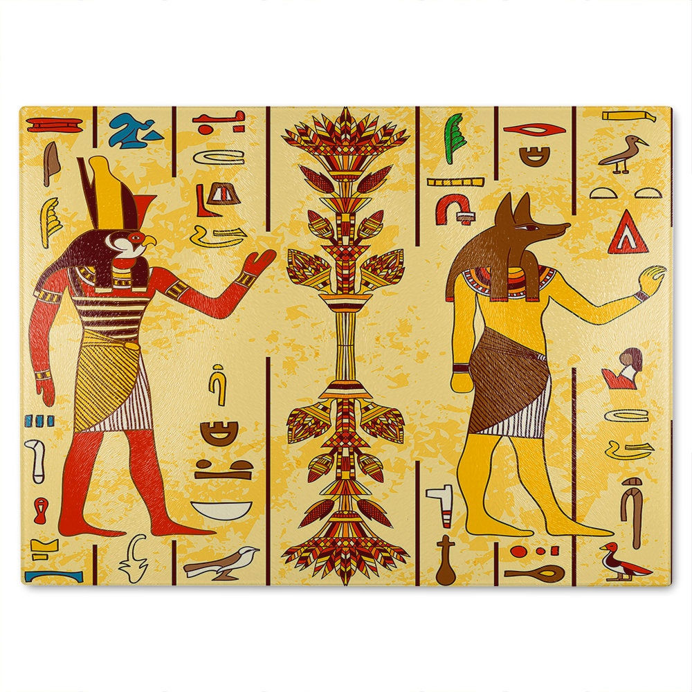 Egyptian Drawings Glass Chopping Board