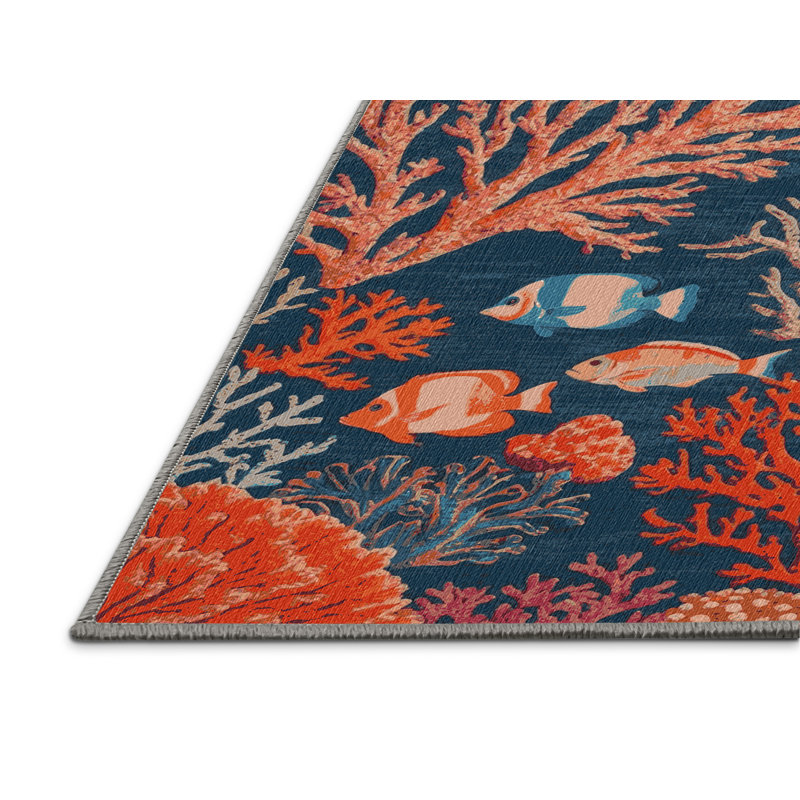  Tapis bord de mer lavable Coral Garden Deluxe, Rectangulaire 2 pi x 3 pi