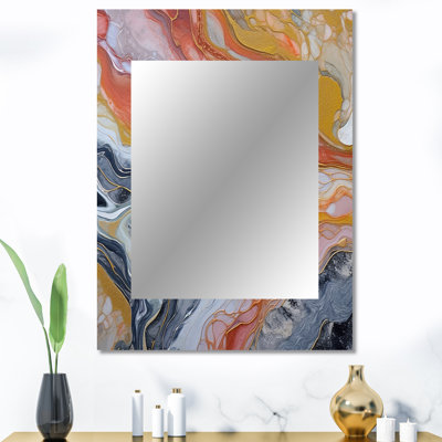 Peach Orange Aqua Symphony - miroir mural abstrait, miroir décoratif moderne, impression d'art en métal