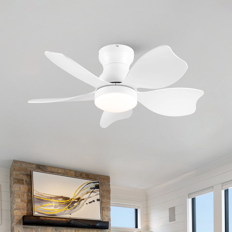 Ventilateur de plafond encastré à 5 pales à profil bas de 30 po avec lumière DEL, moteur à courant continu et télécommande