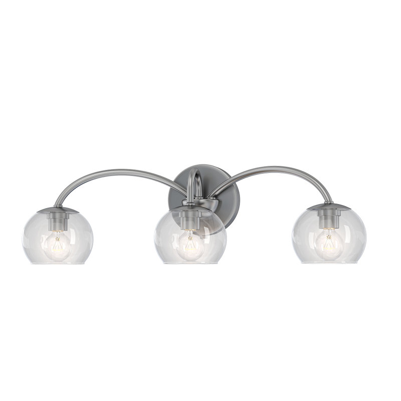 Belford Plug & Play 3-Light Vanity Light in Transitional and Modern Style-7.07 Inches Tall and 24 Inches Wide, Brushed Nickel