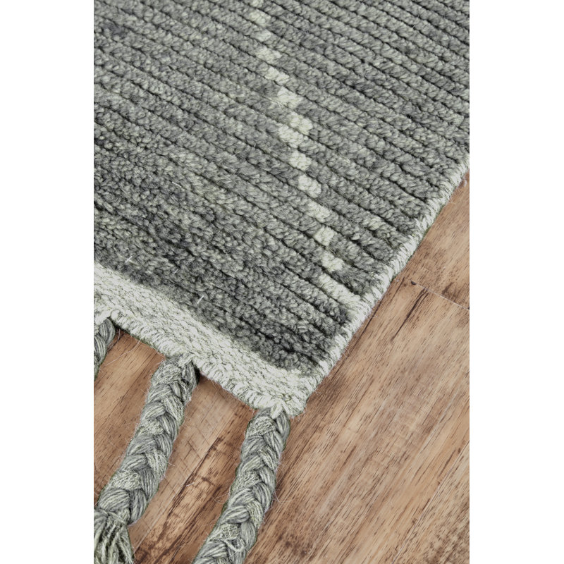 Tapis cendré en laine noué à la main Masham, Rectangle 4 pi x 6 pi