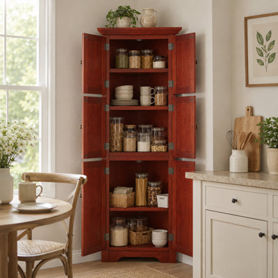 MDF 4 Tier 72 Inch Tall Corner Storage Cabinet With 8 Doors For Kitchen Living Room Bathroom