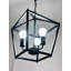Luminaire suspendu noir de style lanterne de style campagnard à 3 lumières avec cage en métal, base industrielle E26 à hauteur réglable
