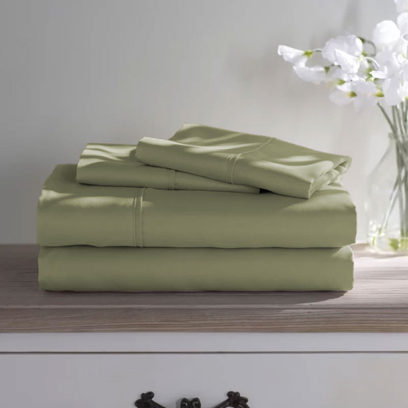 Wayfair Basics® 1800 Series Soft Microfiber Sheet Set, Sage, California King Sheet Set with 4 Pillowcases