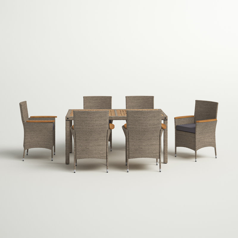 Robbie Rectangular 6 - Person 35.5" Long Dining Set with Cushions