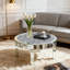 Round Coffee Table Mirrored Diamonds Inlay