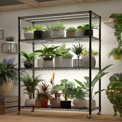 5 Tier Steel Wire Shelving Unit 46.06 in W With Wheels 800 lbs Capacity Silver 1 Piece Mobile Storage Rack