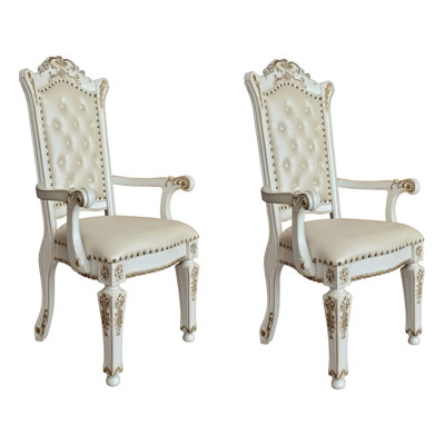 Ensemble de 2 chaises à dossier capitonné beige et perle antique (ensemble de 2)