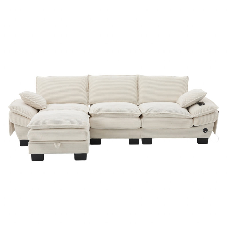 Canapé rembourré en velours côtelé Comfy, Beige