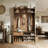 Hall Tree With Bench, Simple Style, Walnut Embossed Wood Grain, 42.9x15.94x70.86 In-1911727505