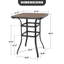 Table de bar d'extérieur carrée à hauteur carrée avec plateau en faux bois, brun
