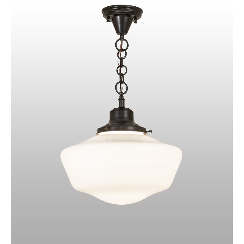 16" Wide Revival Schoolhouse W/Traditional Globe Pendant