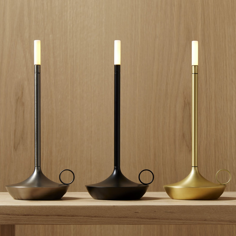 Candle-Inspired Portable Rechargeable Lamp - Wick, 10.2" H x 4.7" W x 4.7" D, Black