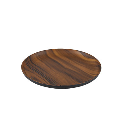  Plateau en céramique d'aspect bois, assiette ronde décorative pour servir des fruits ou un centre de table, décor moderne et campagnard, 12 po de diamètre et 1,25 po de hauteur