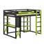Lit mezzanine double en bois avec lumière RVB et tablettes-56352716