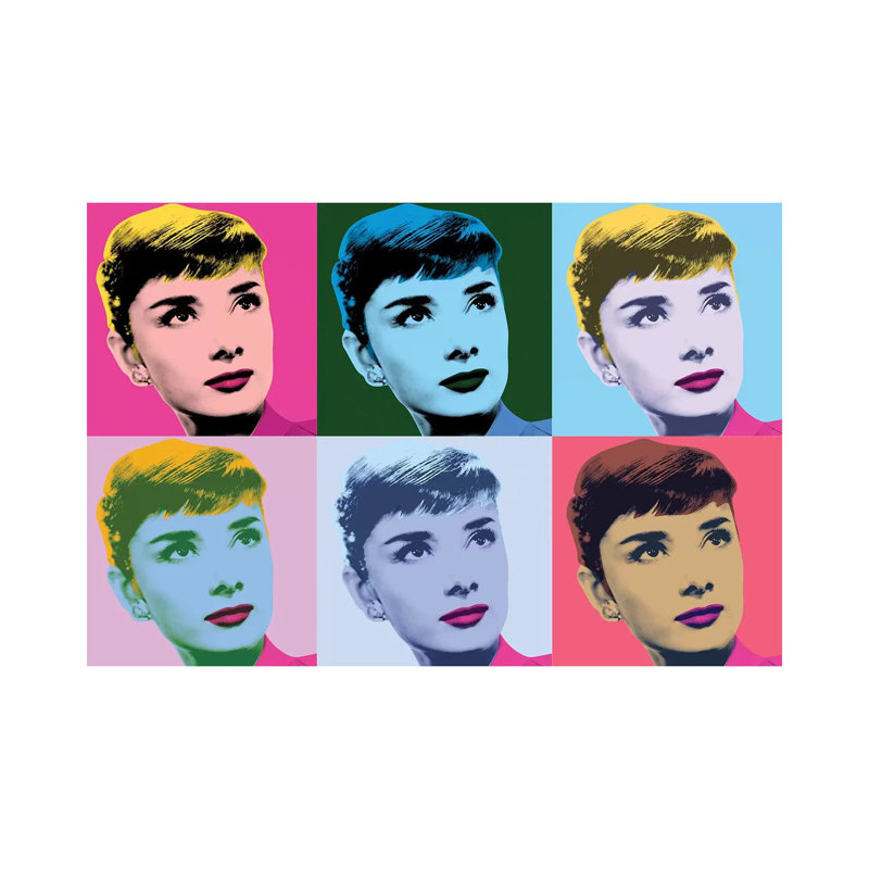 Audrey Hepburn Warhol Sabrina par radio Days-impression d’art graphique, H 12 po x l 8 po x P 0,75 po, Toile tendue