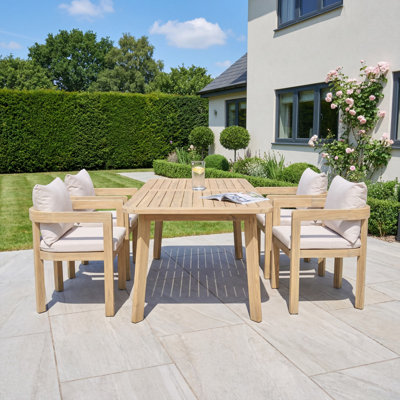 Acacia Rectangular Solid Wood Patio Dining Set