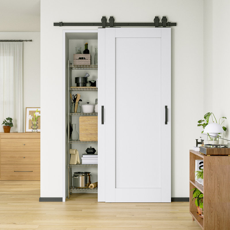 Porte de grange coulissante 56 * 80 - Blanc, 56 po x 80 po