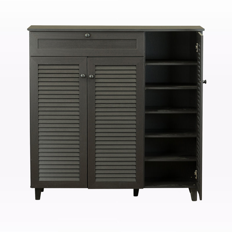 Andrew 10 Pair Shoe Storage Cabinet with 3 Doors & 1 Drawer, 45.16" H X 45.16" W X 14.32"D