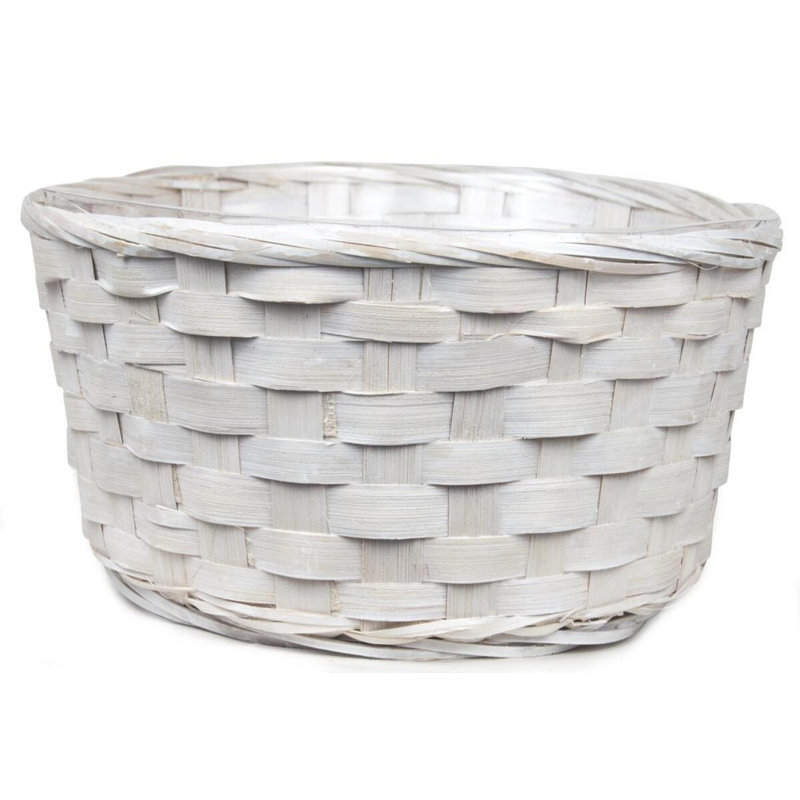 Woven Basket, White, 8" H x 12" W x 12" D
