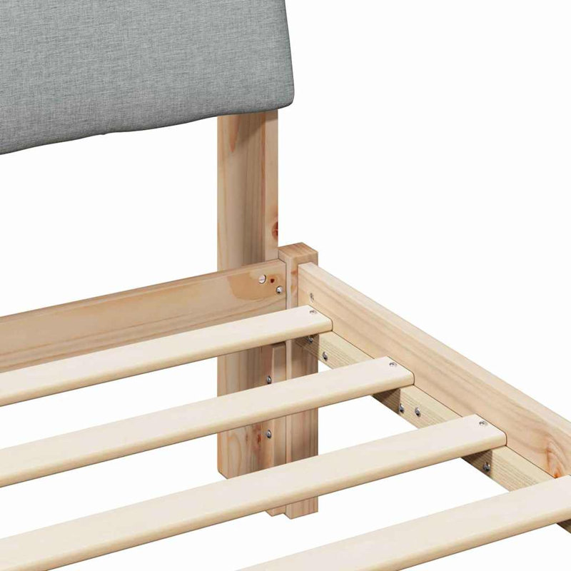 Solid Wood Bed Frame, 200 x 200cm, Brown/Light Grey