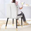 Grey Comfortable Dining Chairs With Fashionable Curved Design And Metal Legs Stylish Comfort Seat Cushion-116933556