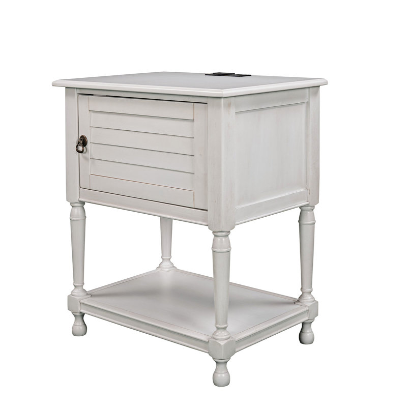 Table de chevet en bois massif Ambere, Blanc