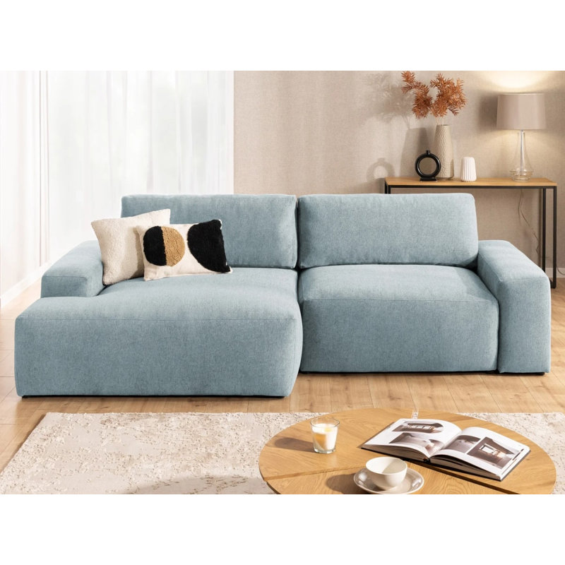 Lennon 4 Seater Chenille Corner Sofa with Storage, Left-Hand Facing, Light Blue