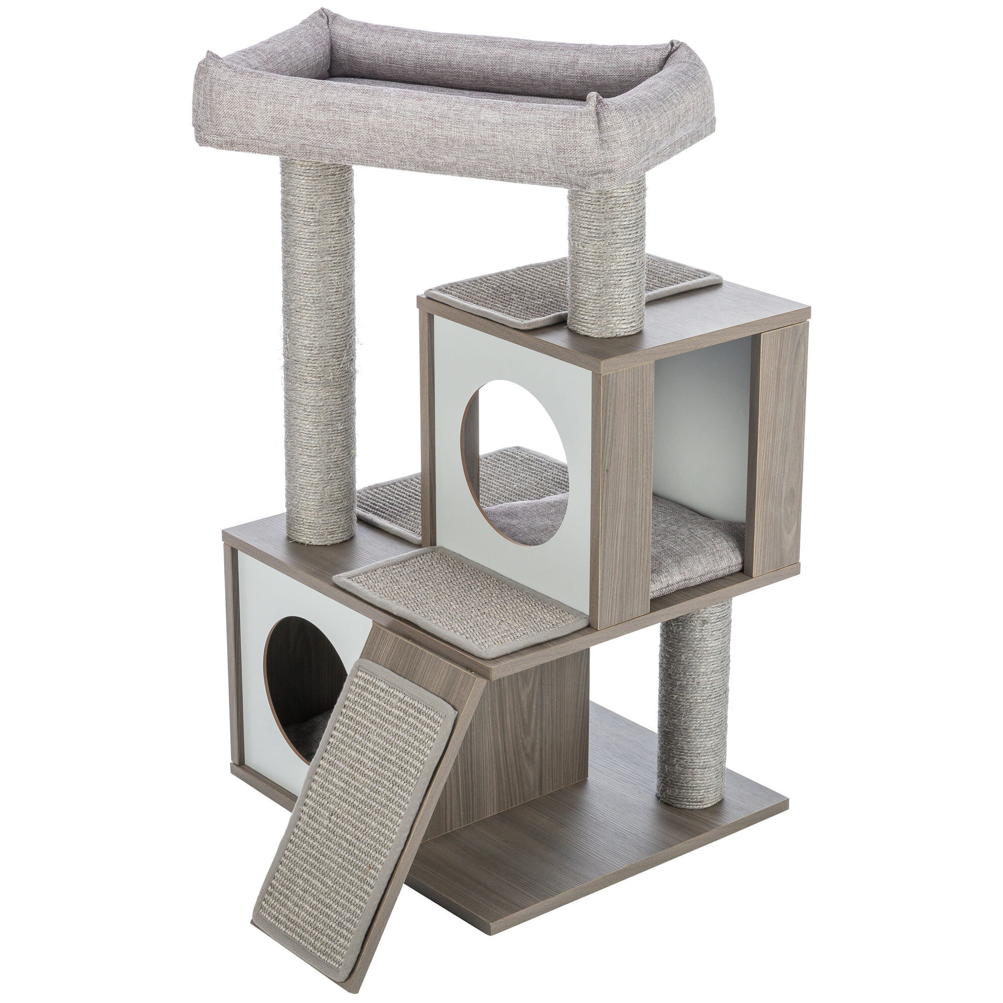 TRIXIE Mali 34-in Cat Tree, Modern Wood Cat Tower, Sisal Scratching ...