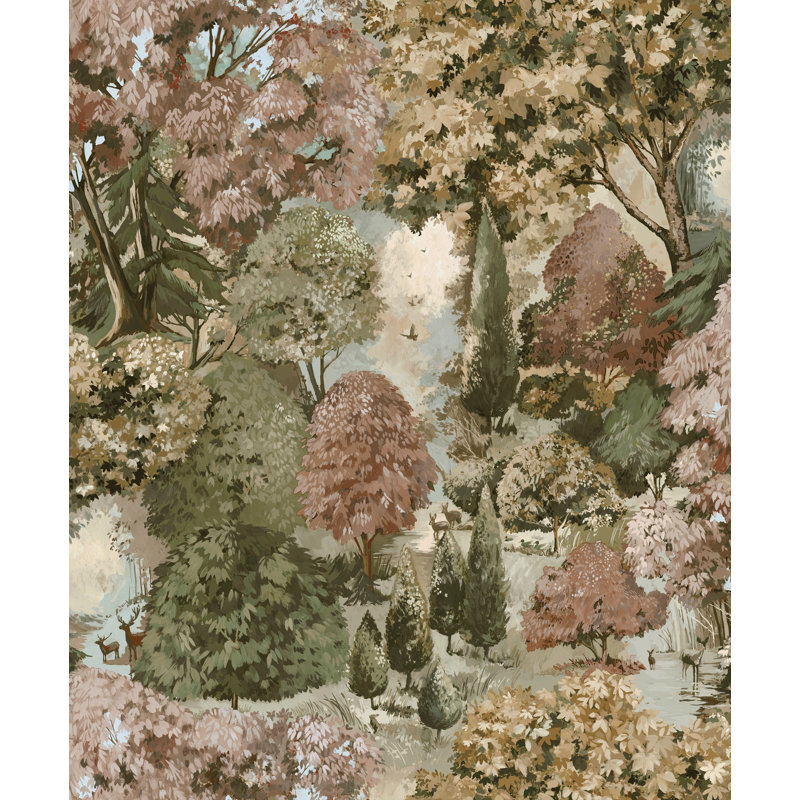 Papier peint texturé non tissé Mulberry Pi., Vert/brun