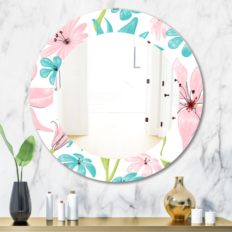 Pink Blossom 32 - Miroir traditionnel, H 31,5 po x l po
